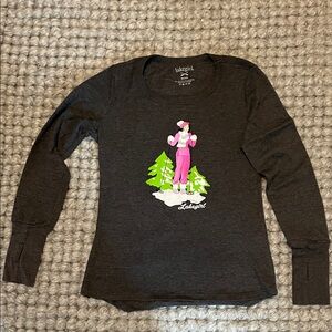 Lakegirl Dark Gray Long Sleeve Shirt with Skier